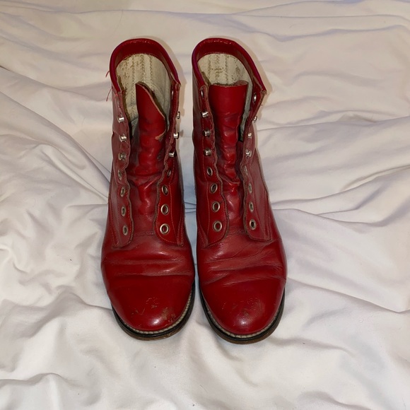 Vintage Red Leather Justin Original Boots - Picture 3 of 6